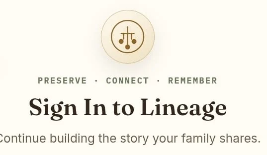 Lineage sign-in screen